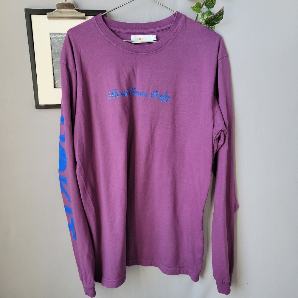 Rokit Real Ones Only Crew Neck Graphic‎ Men's T Shirt Purple L